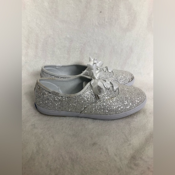 New! Keds X Kate Spade New York Champion Glitter Sneakers silver lace-up ribbon - Picture 7 of 7